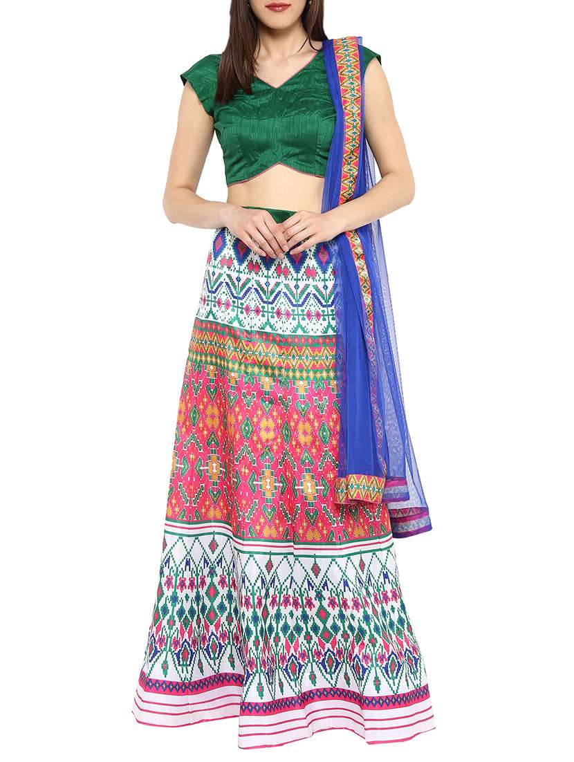 multi silk flared lehenga