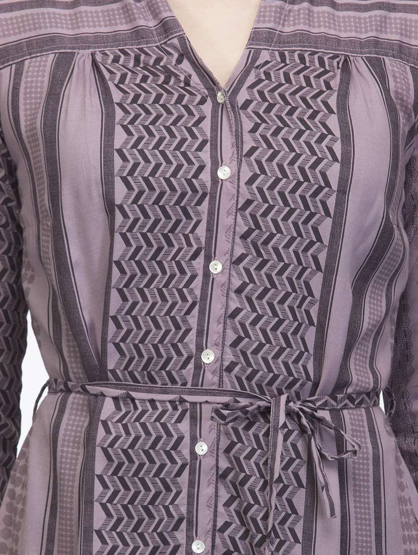 purple printed viscose regular tunic - 13431183 - Standard Image - 3