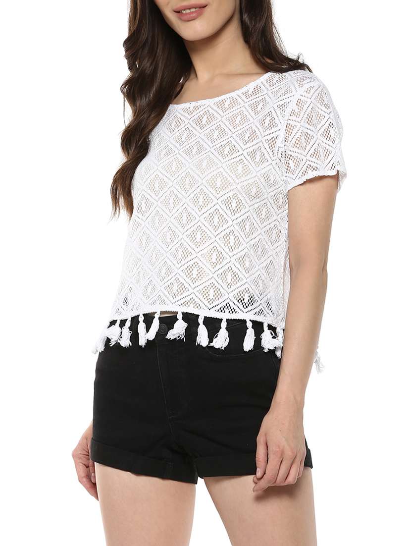 white cotton lace top - 13435524 - Zoom Image - 0