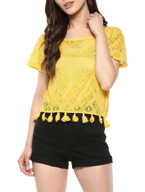yellow cotton lace top - 13435525 -  Standard Image - 0