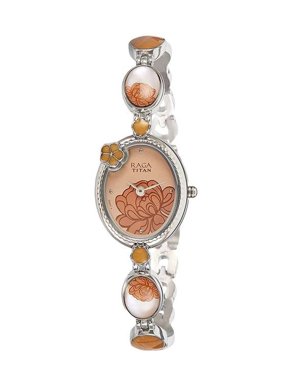 Buy online Titan Raga Aurora Analog Beige Dial Women's Watch