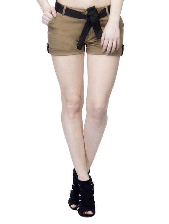 beige cotton hot pants