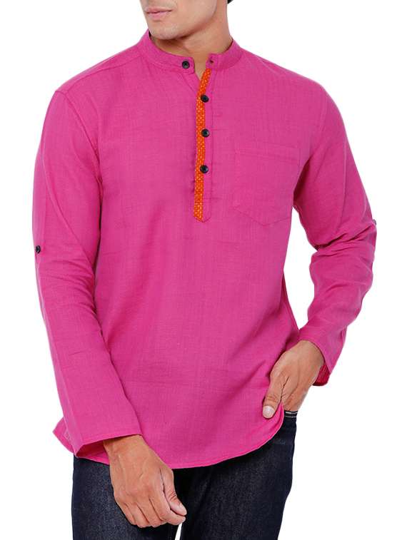 solid fuchsia cotton kurta