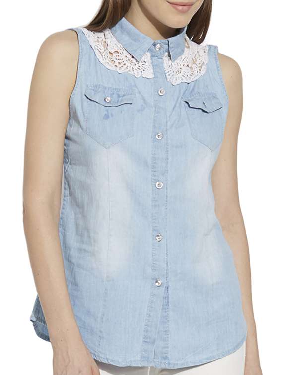 light blue denim regular shirt