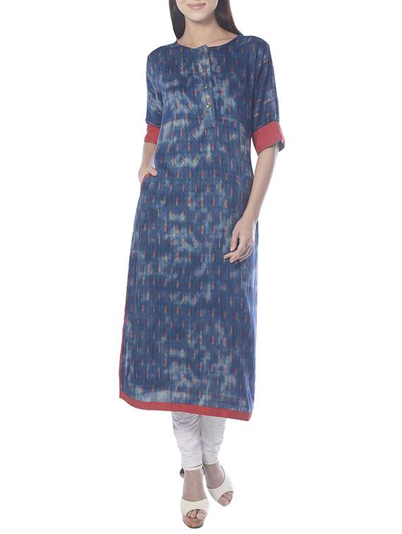 blue rayon straight kurta