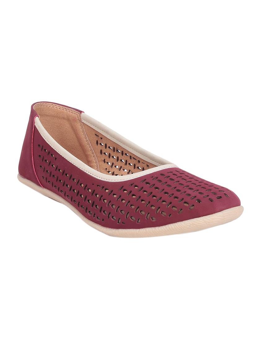 maroon faux leather slip on ballerina - 13463968 - Zoom Image - 0