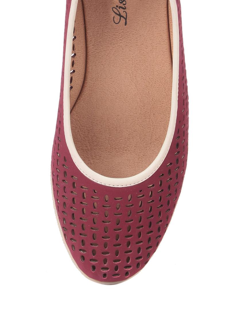 maroon faux leather slip on ballerina - 13463968 - Standard Image - 3