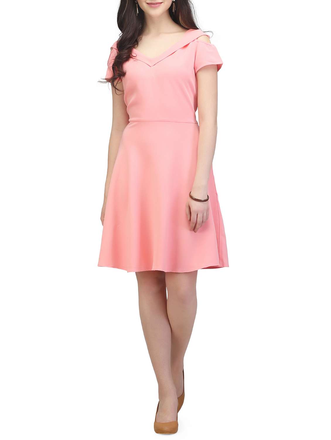 pink cold shoulder dress