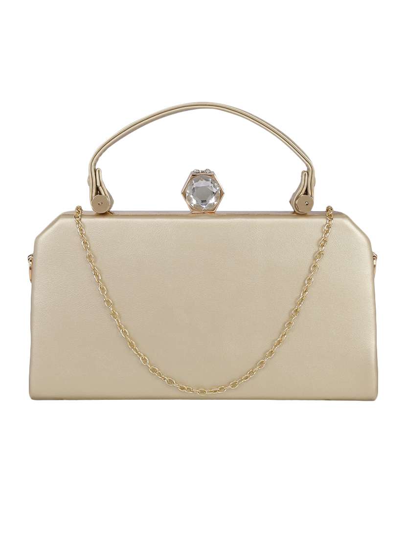 gold leatherette handbag
