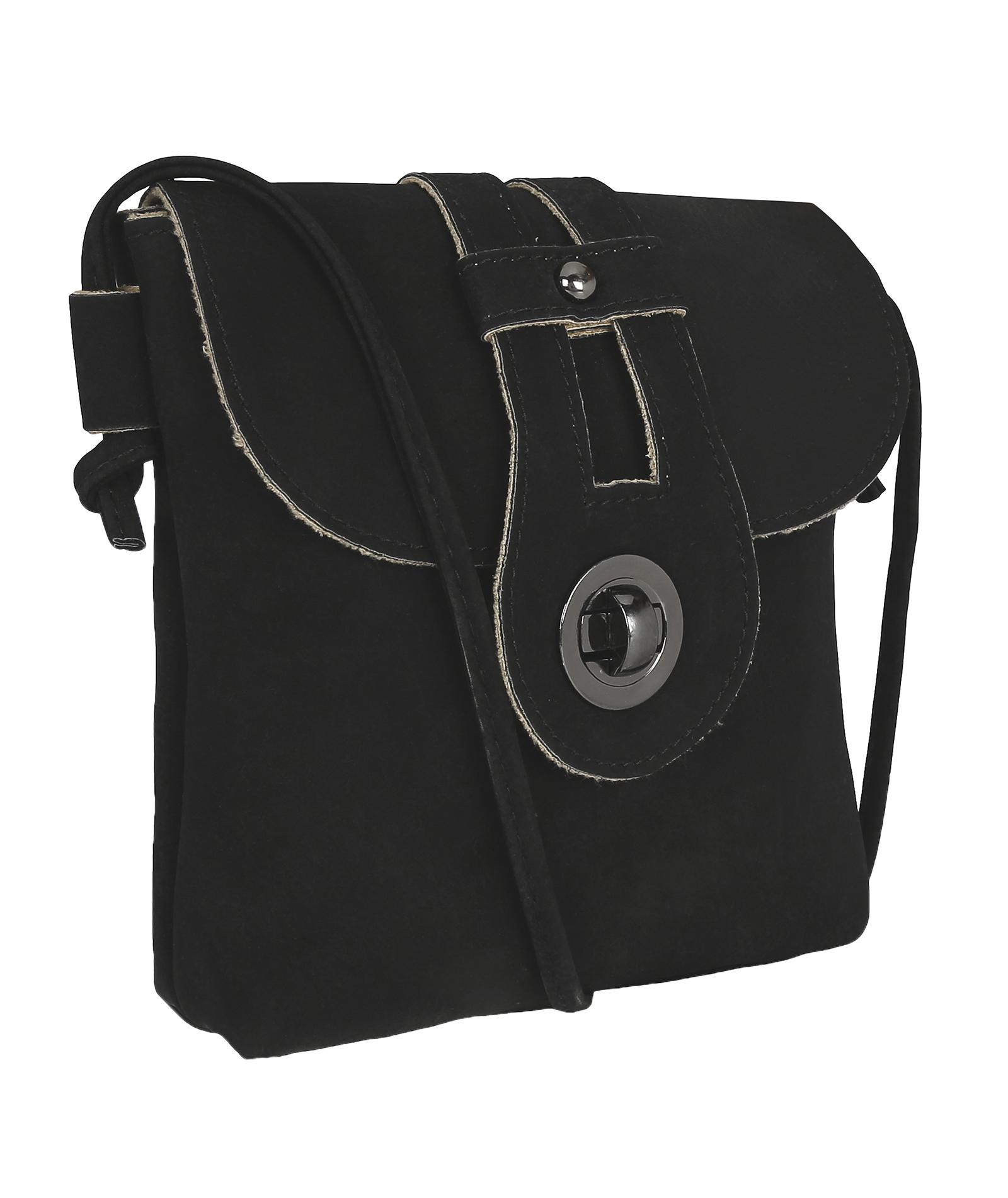 black leatherette sling bag - 13464701 - Standard Image - 3
