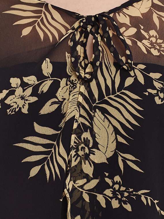 black printed georgette regular top - 13465442 - Standard Image - 3