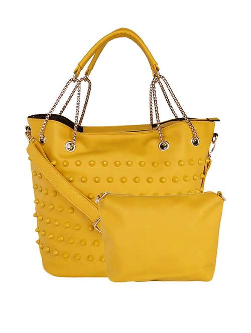 yellow leatherette handbag - 13465898 -  Standard Image - 0