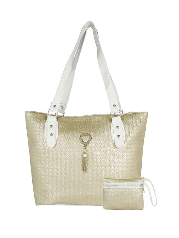 gold leatherette handbag