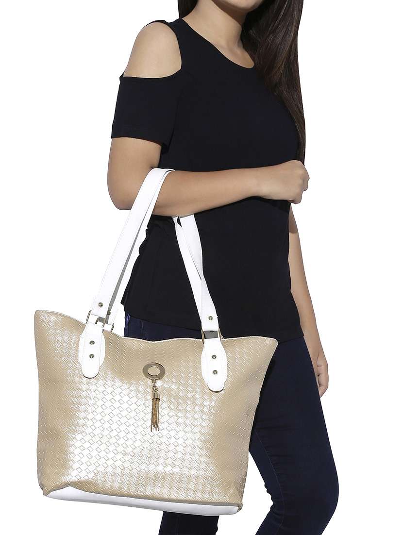 gold leatherette handbag - 13465905 -  Standard Image - 5