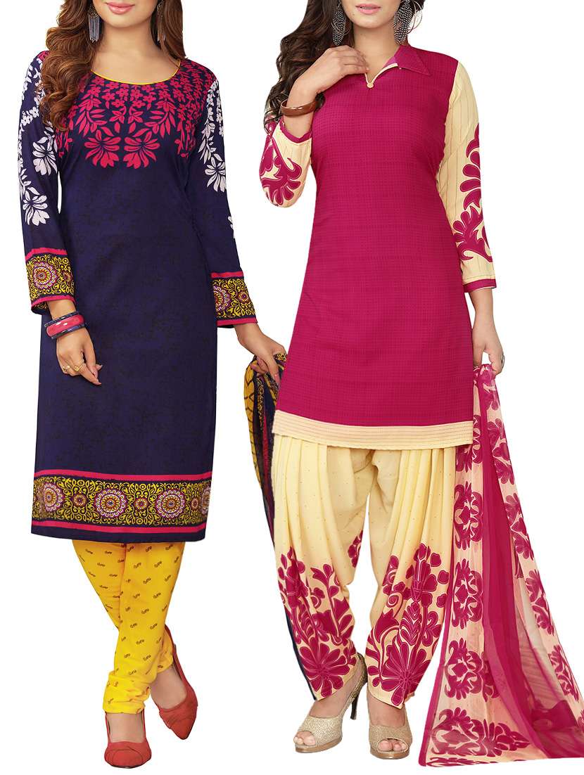 multi colored crepe suit combos unstitched