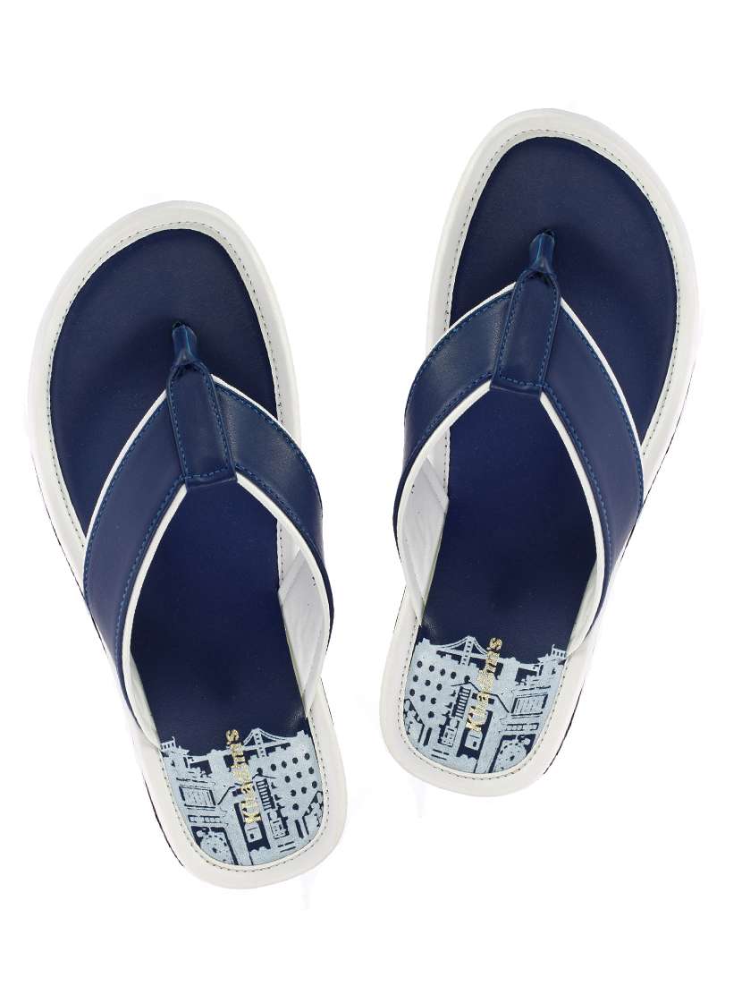 blue leatherette toe separator flip flop