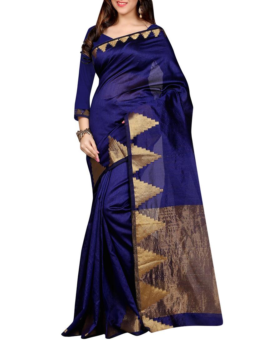 blue bordered saree with blouse
