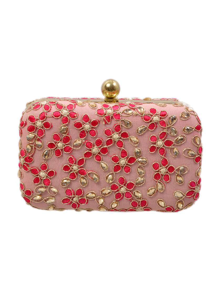 pink cotton clutch