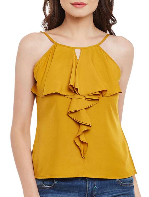 ruffle detail key hole front top