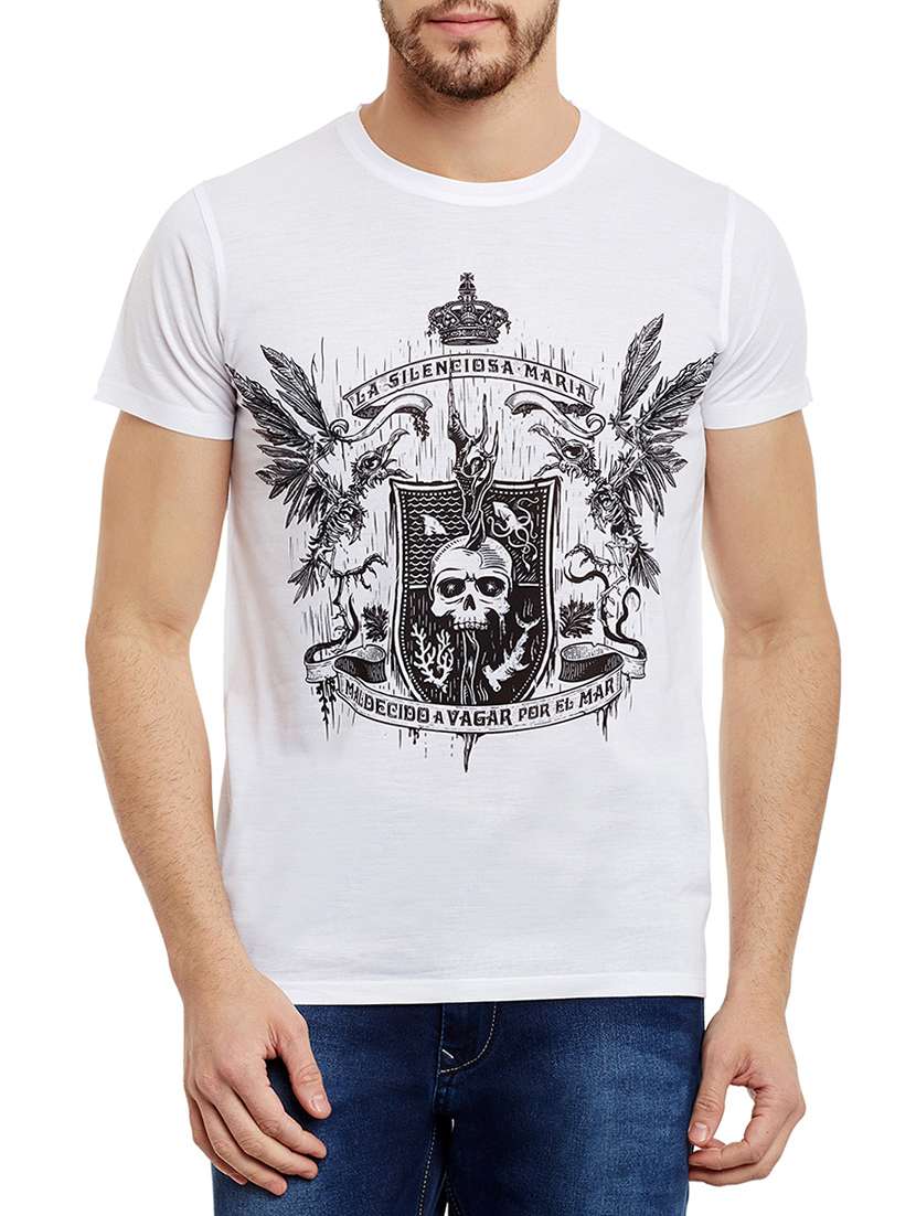 white polyester printed t-shirt