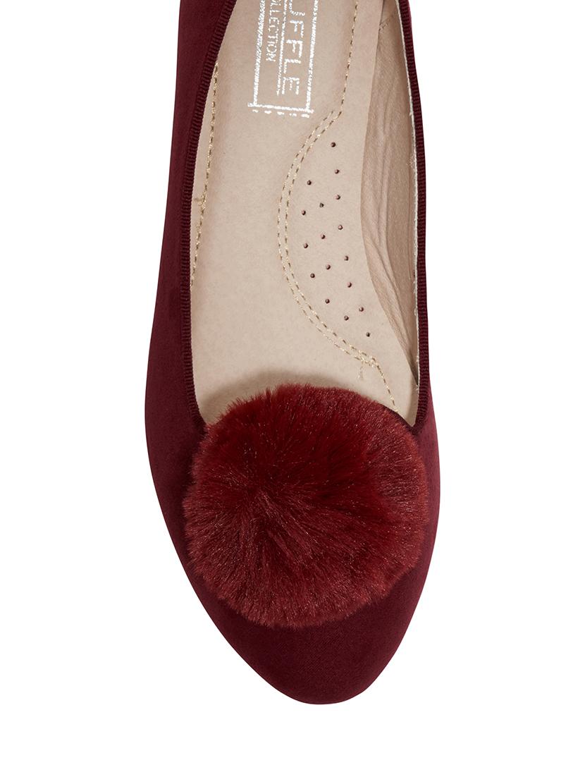 maroon leatherette slip on ballerina - 13550579 - Standard Image - 3