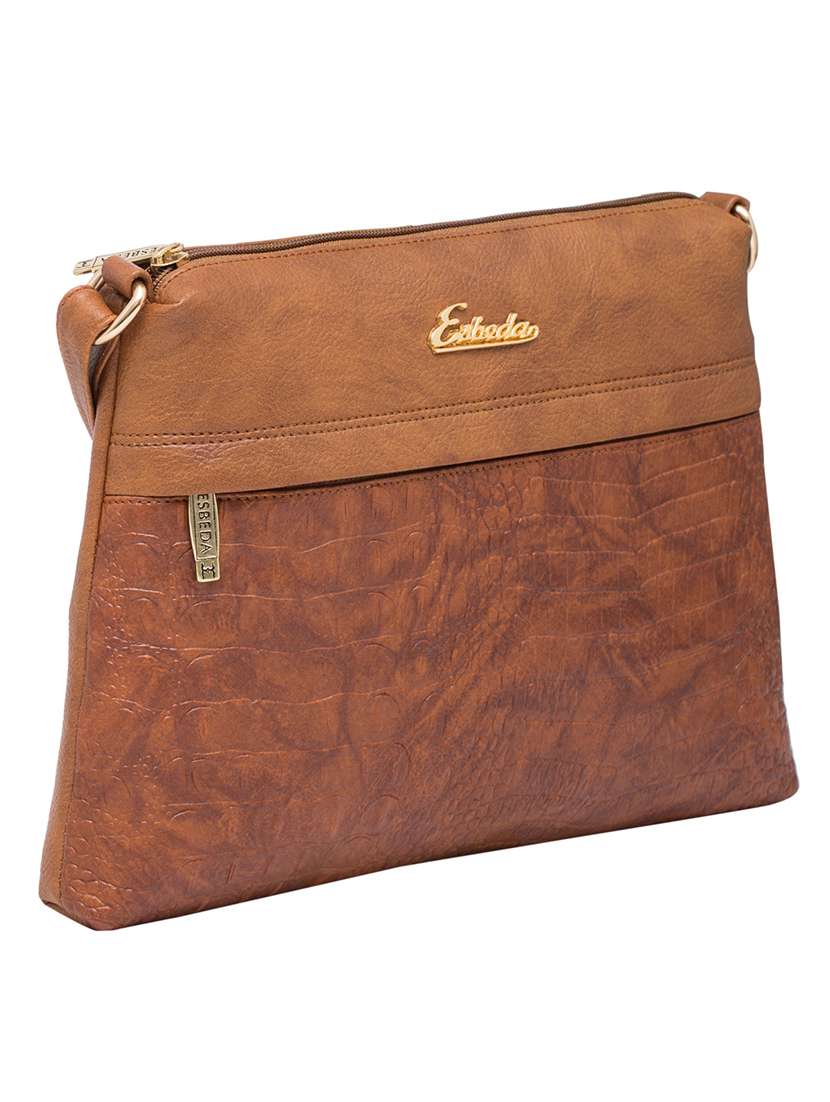 brown leatherette structured sling bag - 13601750 - Standard Image - 3