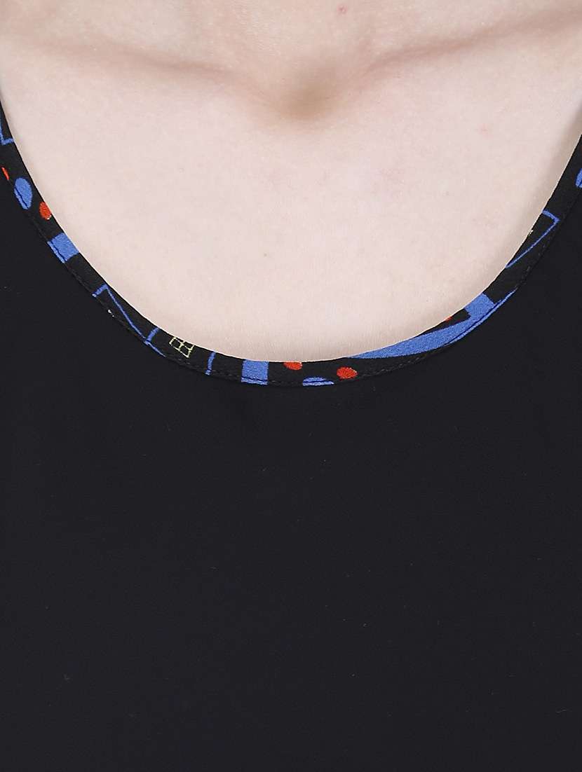 black printed georgette layered dress - 13601886 -  Standard Image - 3