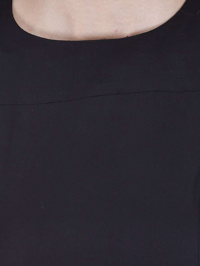 black viscose fit & flare dress - 13601888 - Standard Image - 3