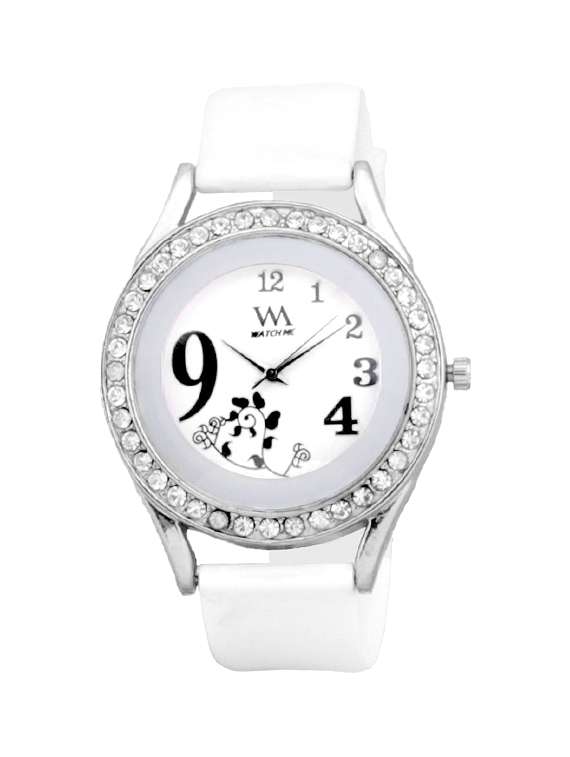 watch me white round dial silicone strap analog watch - 13604784 - Zoom Image - 0