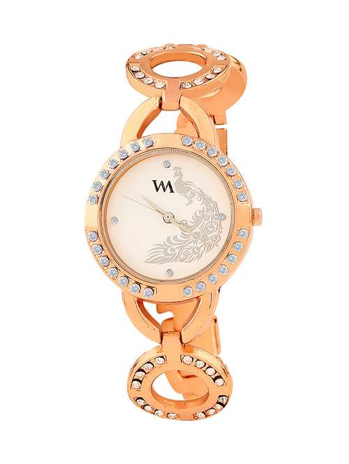 watch me white dial rose gold metal watch for women and girls wmal-146 - 13604919 - Standard Image - 0