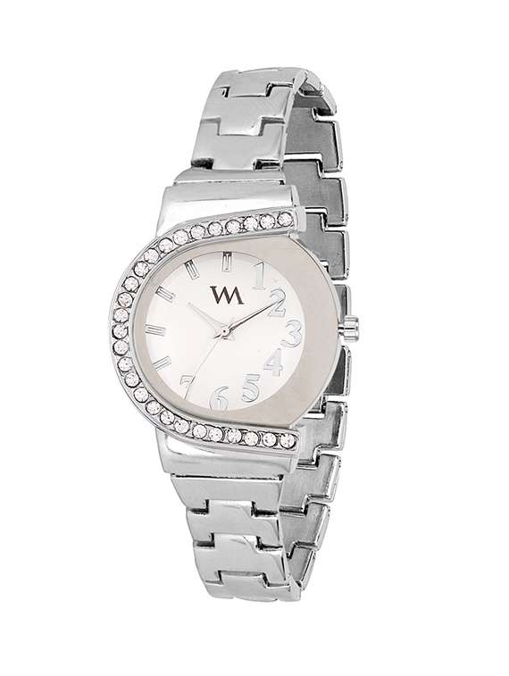 watch me white dial silver metal watch for women and girls wmal-198 - 13604925 - Zoom Image - 0