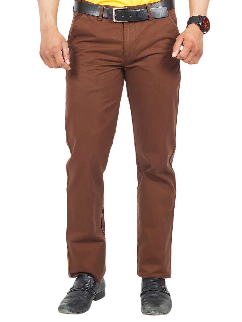 brown cotton chinos casual trousers