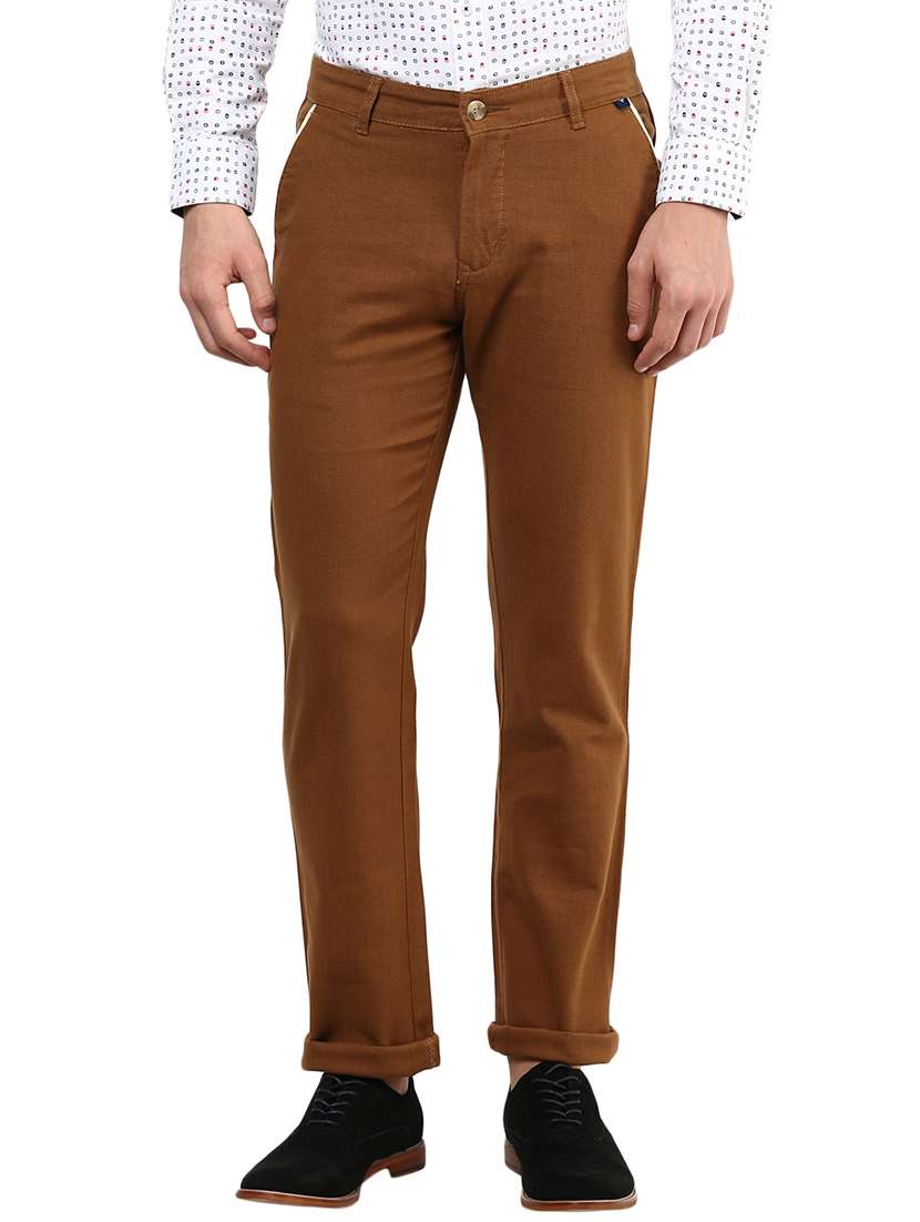 brown cotton chinos casual trousers