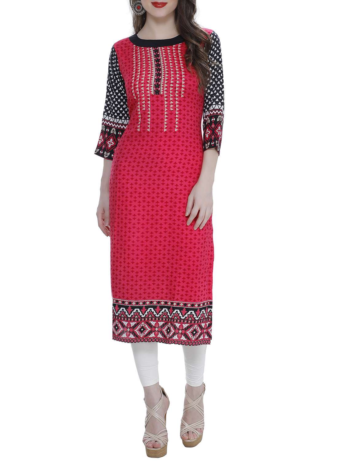 pink rayon straight kurta