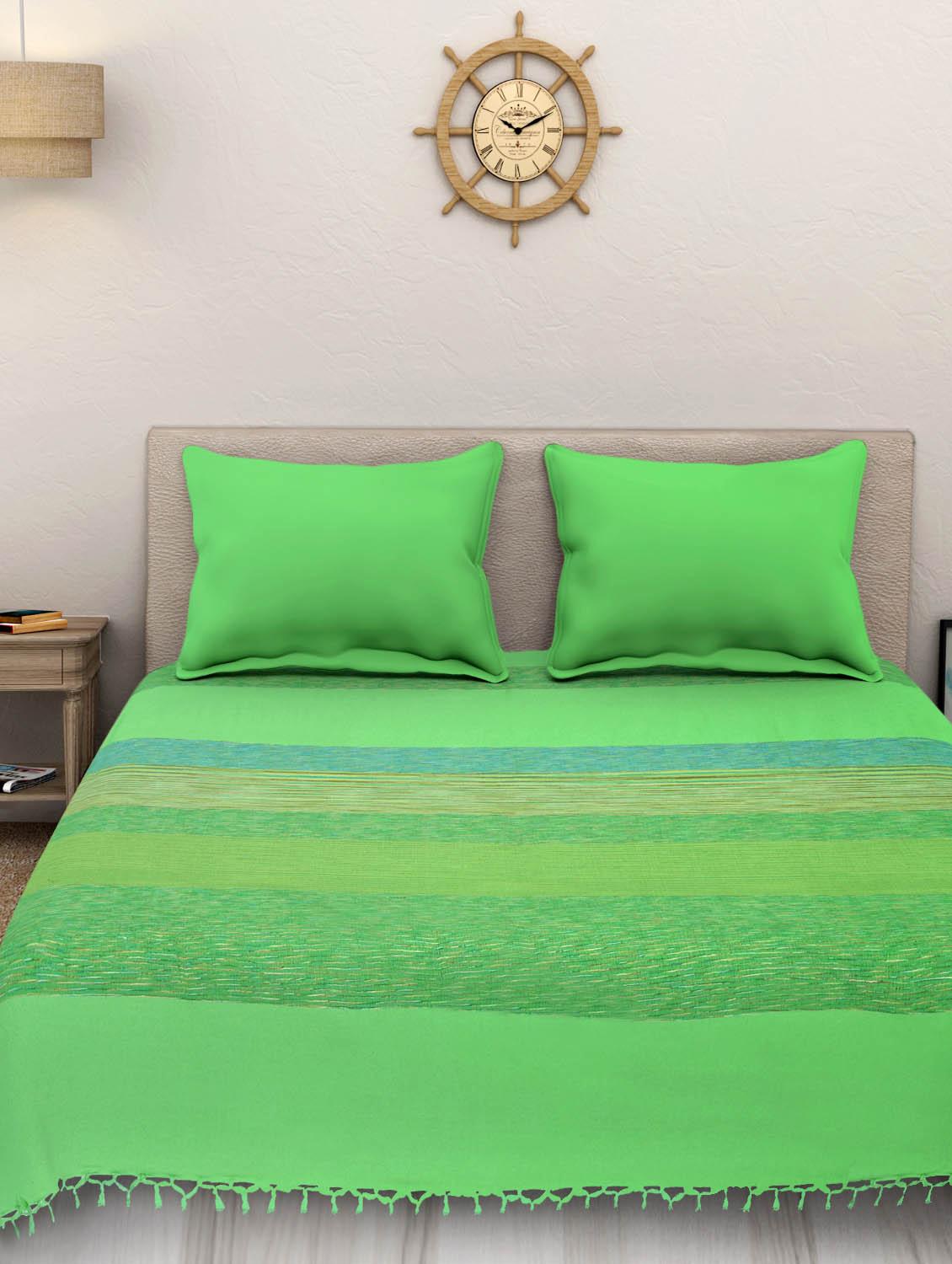 Yarn Dyed Cotton King Size Handloom Green Bed Spread Without Yarn Dyed Cotton King Size Handloom Green Bed Spread Without Pillow Cover By Sleep Sure Ping For Covers In India 13648001
