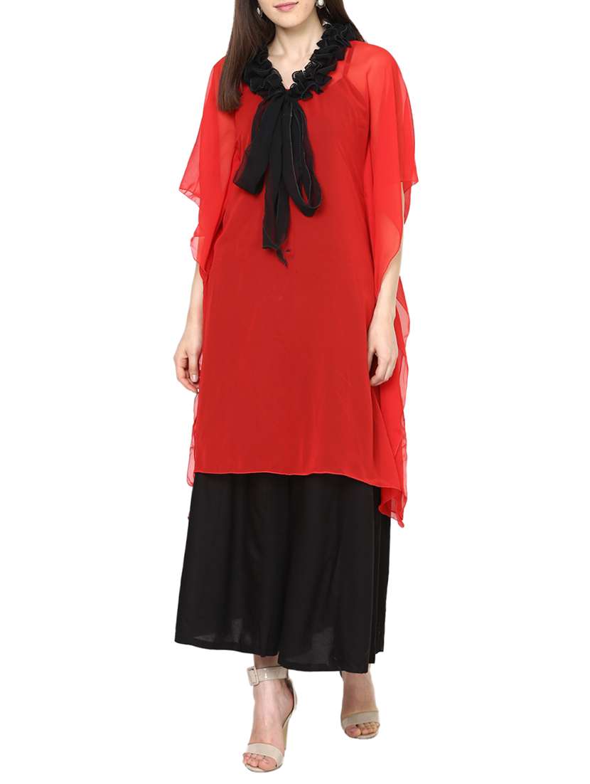 red georgette kaftan kurta