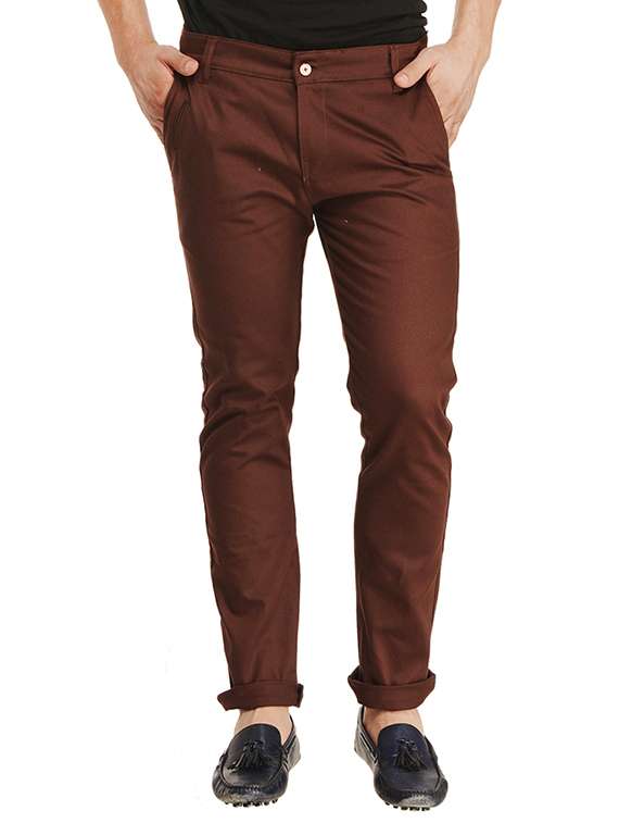 brown cotton chinos casual trousers