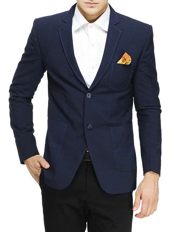blue polyester formal blazer