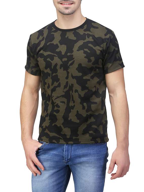 green camouflage cotton t-shirt