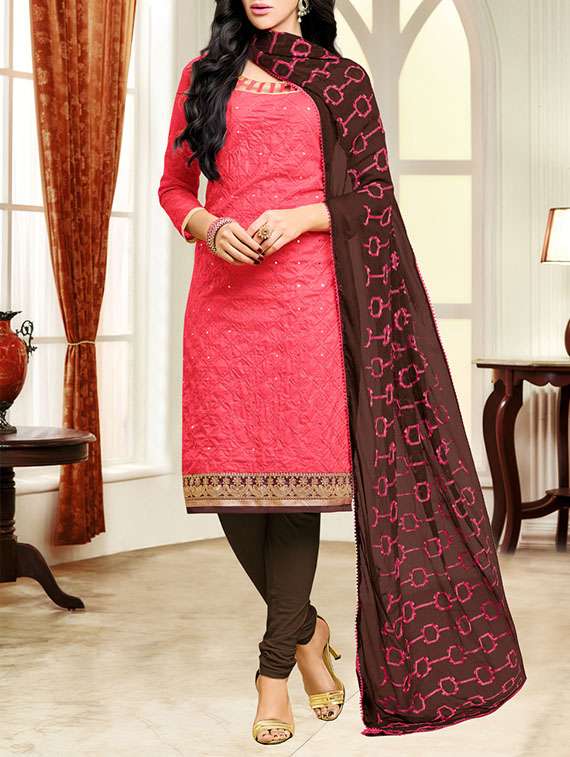 pink cotton dress material