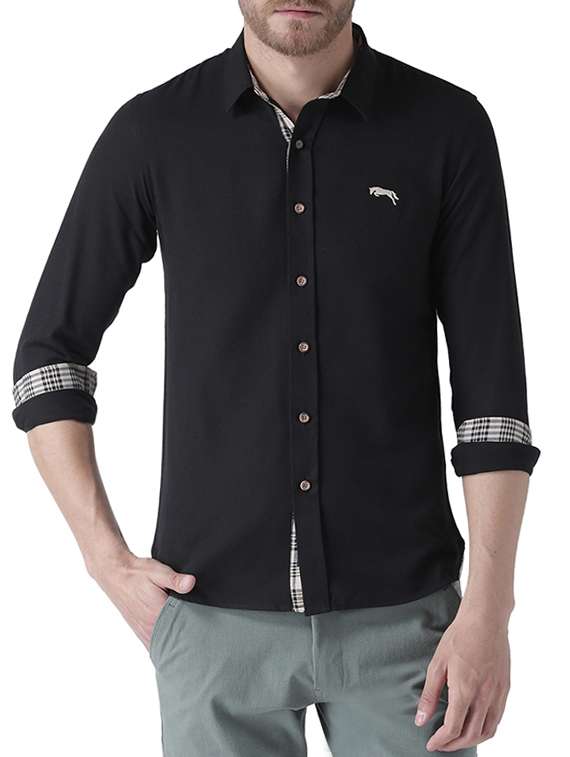 black cotton casual shirt - 13650111 - Zoom Image - 0