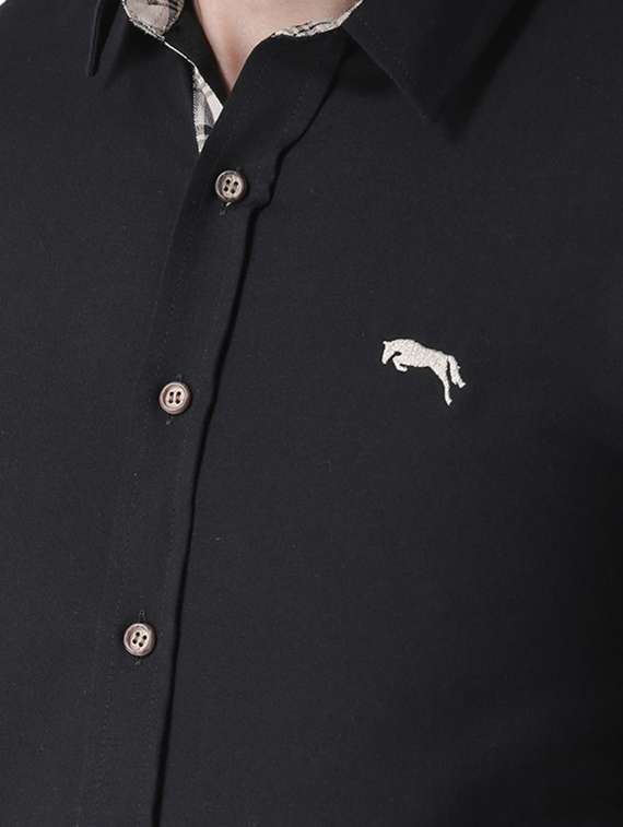 black cotton casual shirt - 13650111 - Standard Image - 3