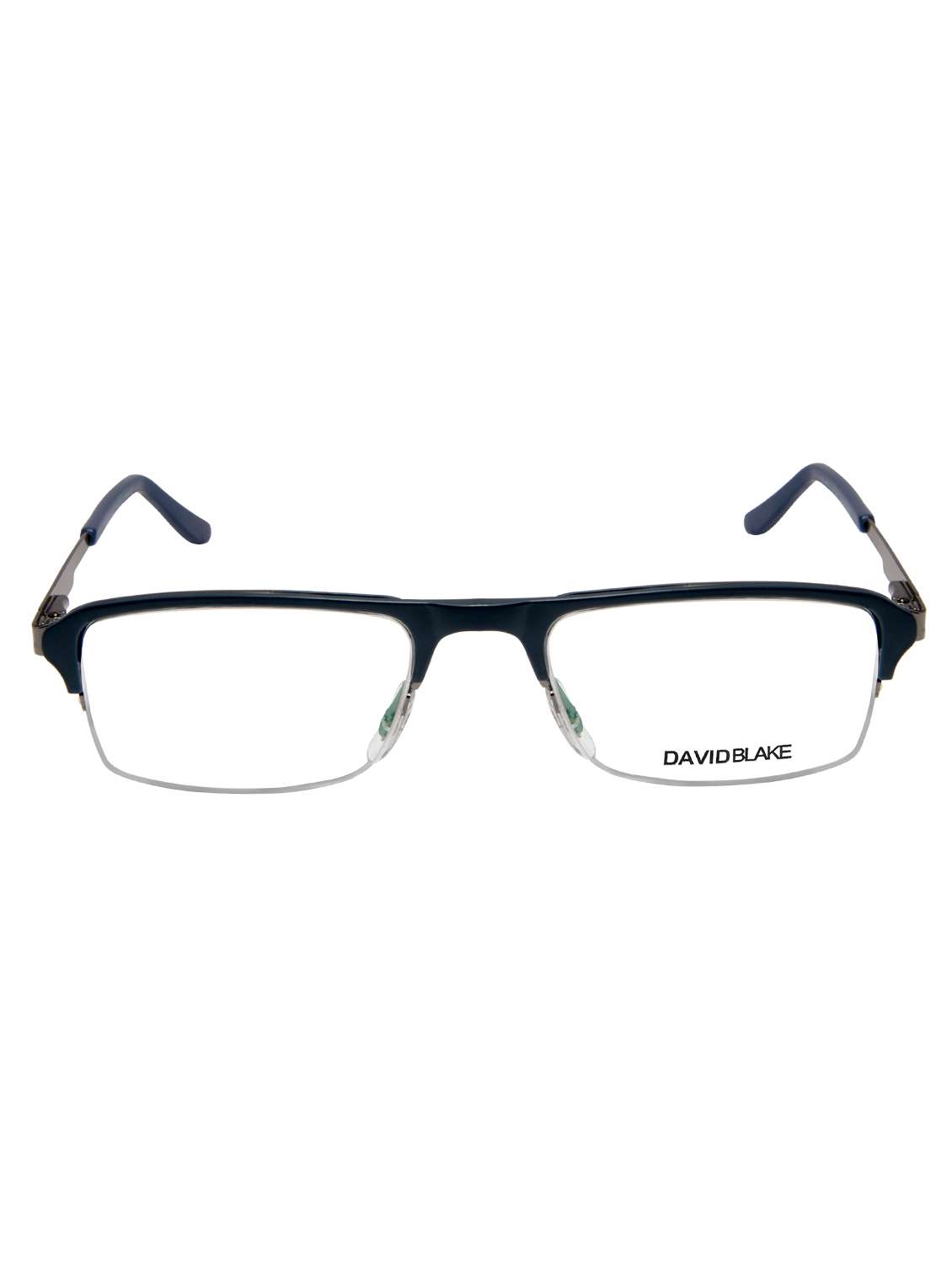 david blake matte blue rectangular half rim eyeframe