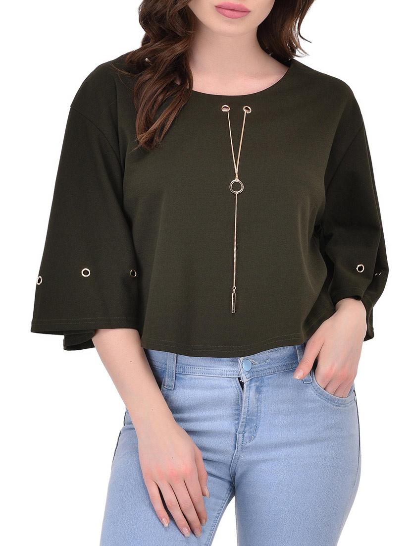 olive viscose crop top - 13651092 - Zoom Image - 0