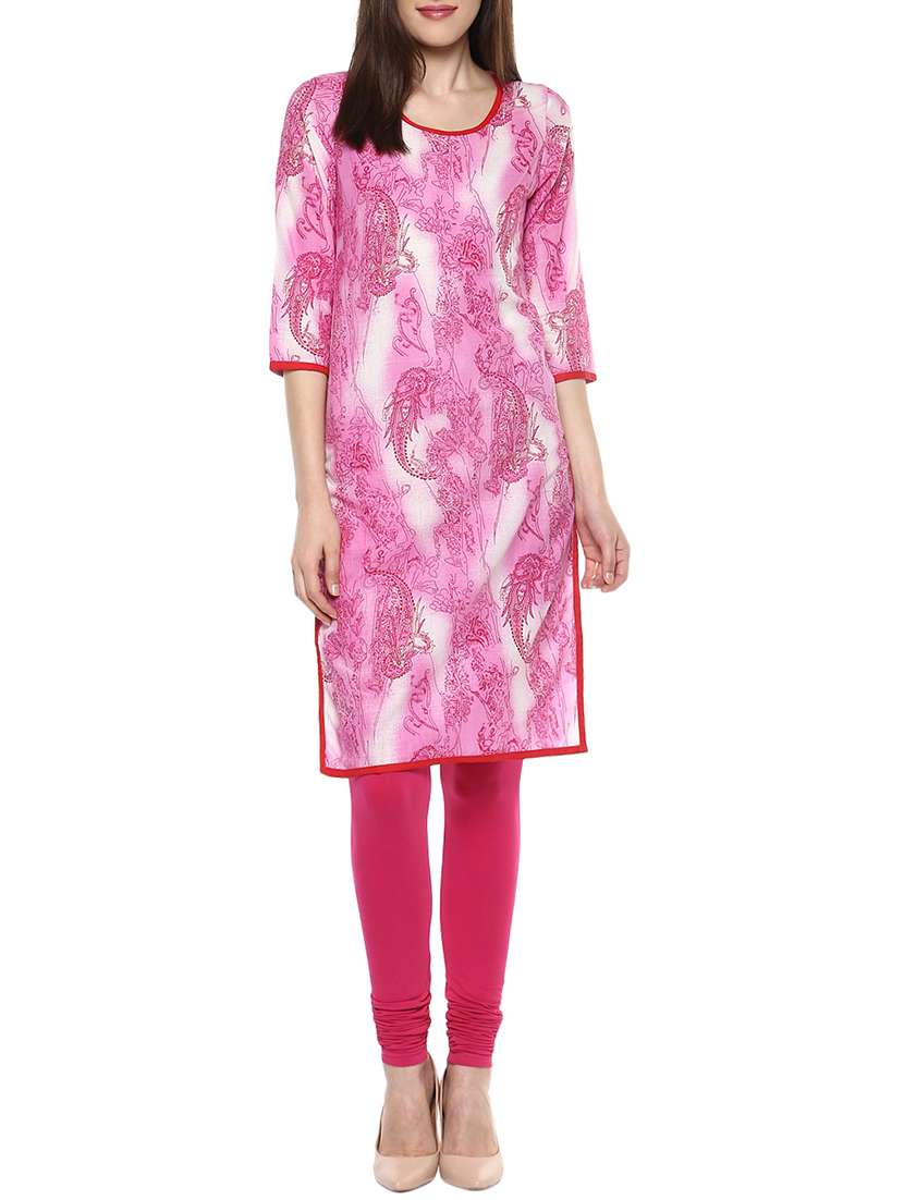 pink cotton straight kurta