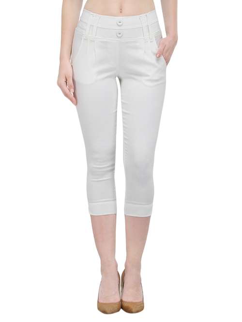 white cotton capri - 13656891 -  Standard Image - 0