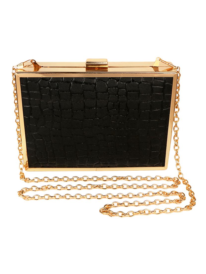 black leatherette box clutch - 13656934 - Zoom Image - 0
