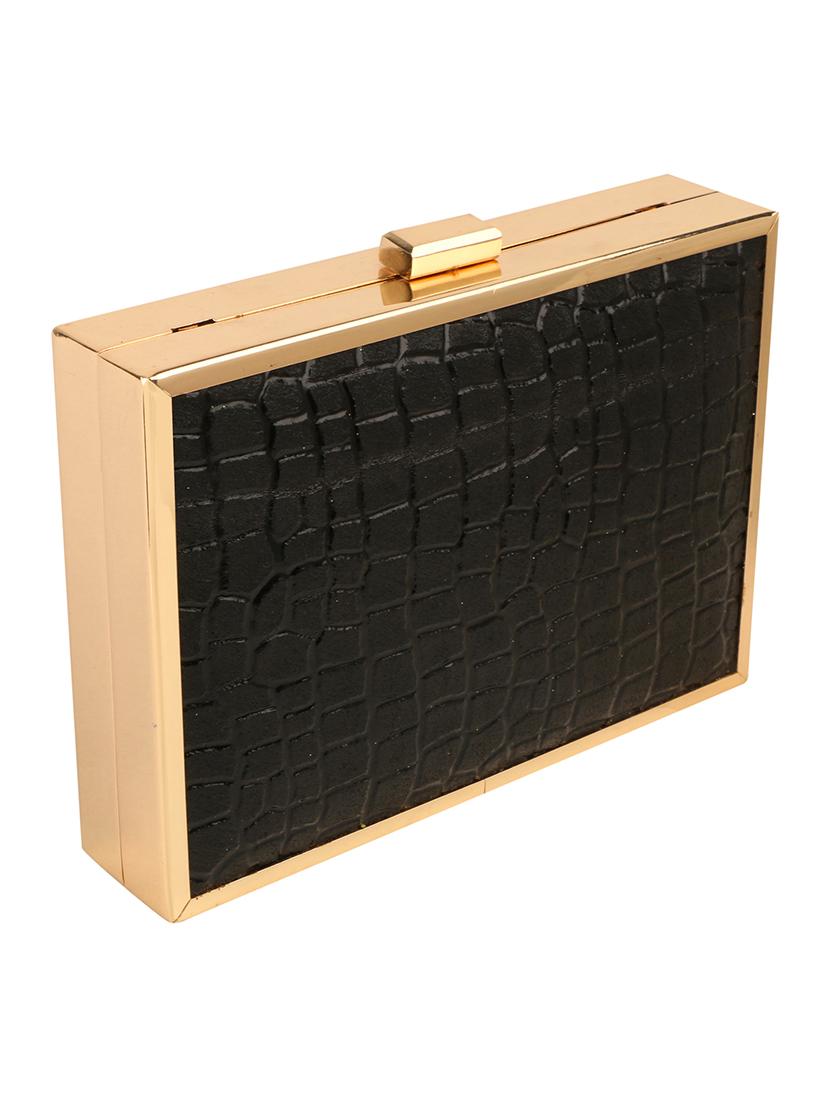 black leatherette box clutch - 13656934 - Standard Image - 3