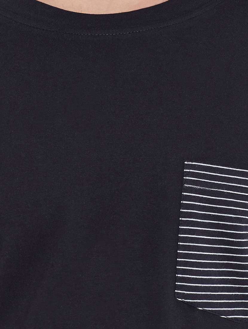 black cotton blend thumb hole t-shirt - 13657267 - Standard Image - 3
