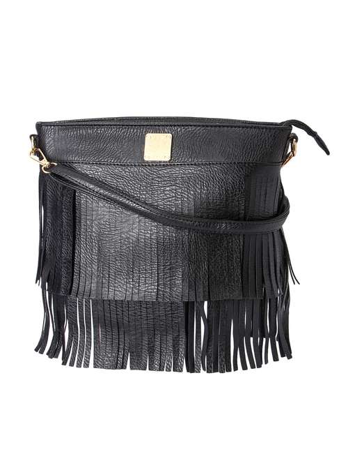 black leatherette printed sling bag - 13659681 -  Standard Image - 0